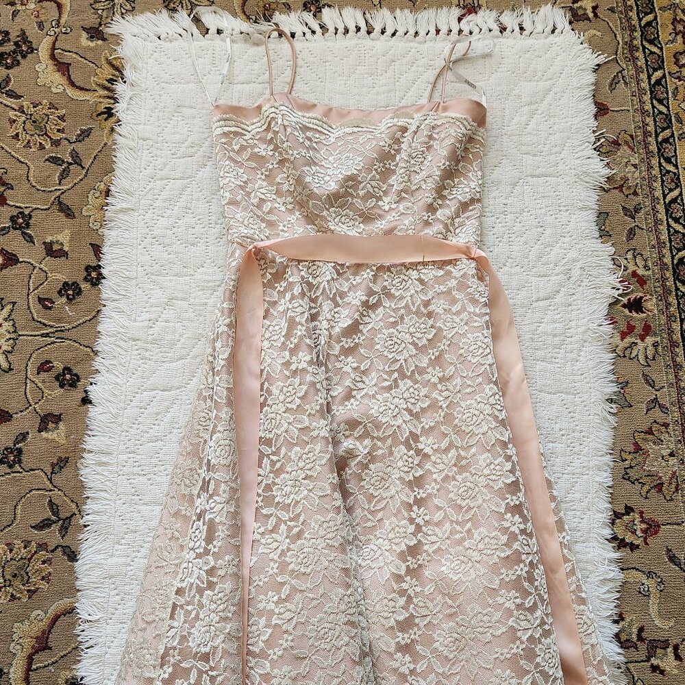Night Way Collections Blush Pink Lace Midi Dress